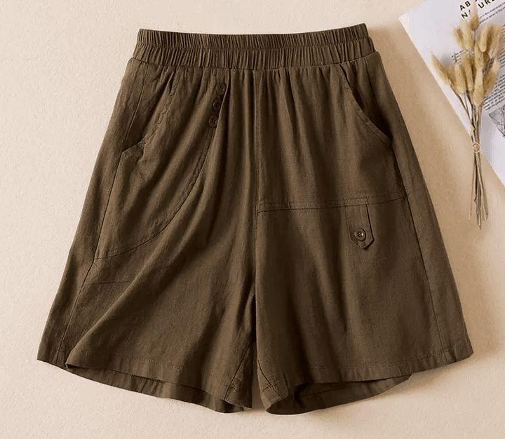 Women Summer Cotton Linen Casual Shorts - ZYLIRA