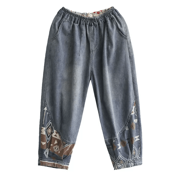 Zylira Women Summer Cotton Denim Cropped Harem Pants - ZYLIRA