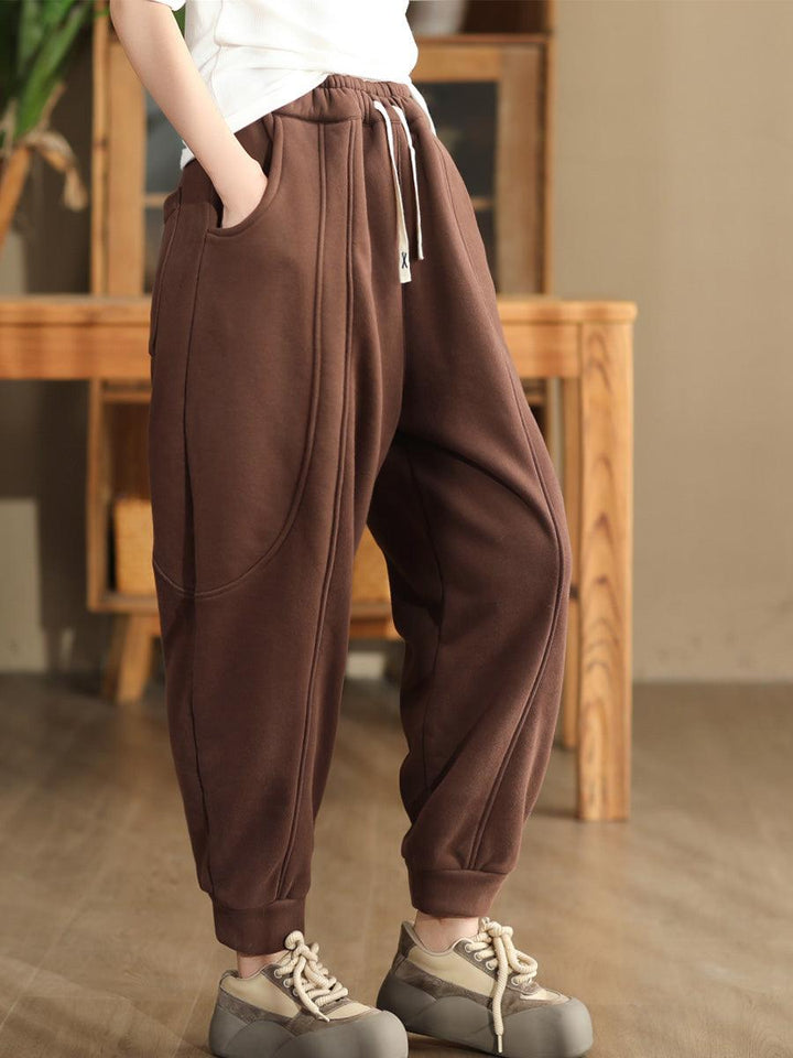 Zylira Women Winter Thickened Warm Fleece-Lined Knit Cotton Sweatpants - ZYLIRA