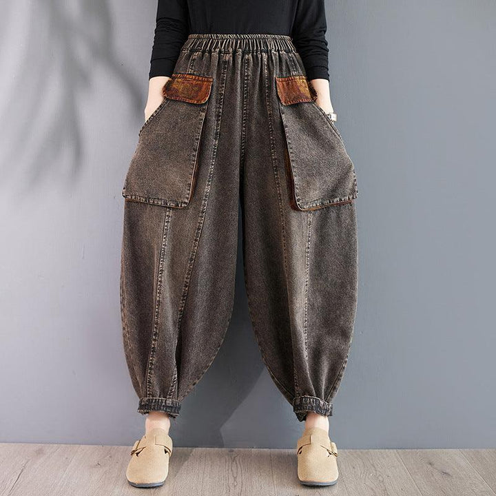 Zylira Women Autumn Retro Denim Loose Harem Pants - ZYLIRA