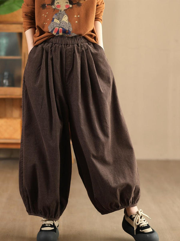 Zylira Women Autumn Retro Cotton Corduroy Harem Pants - ZYLIRA