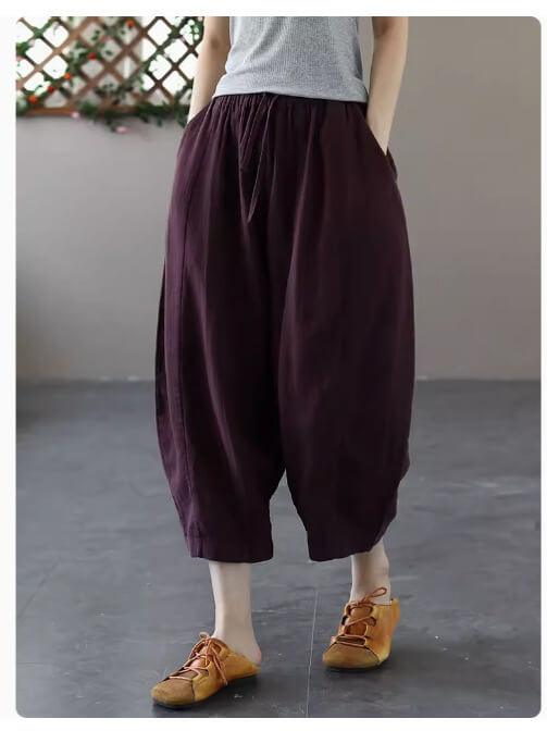 Zylira Women Summer Lightweight Linen Casual Harem Pants - ZYLIRA