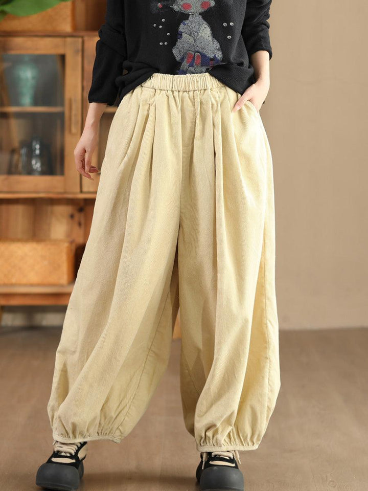 Zylira Women Autumn Retro Cotton Corduroy Harem Pants - ZYLIRA