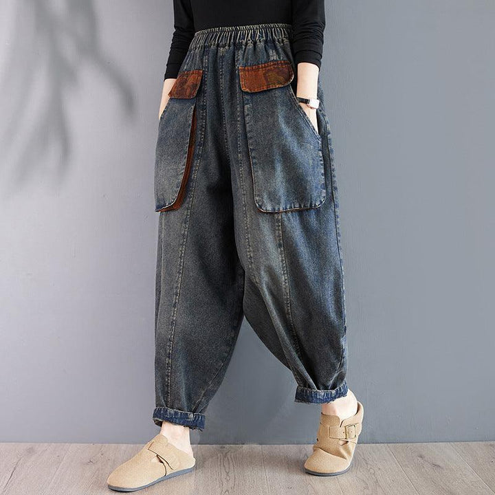 Zylira Women Autumn Retro Denim Loose Harem Pants - ZYLIRA