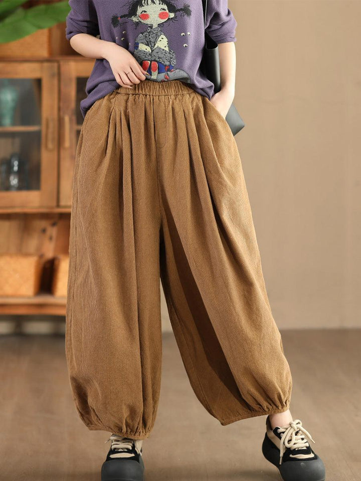 Zylira Women Autumn Retro Cotton Corduroy Harem Pants - ZYLIRA