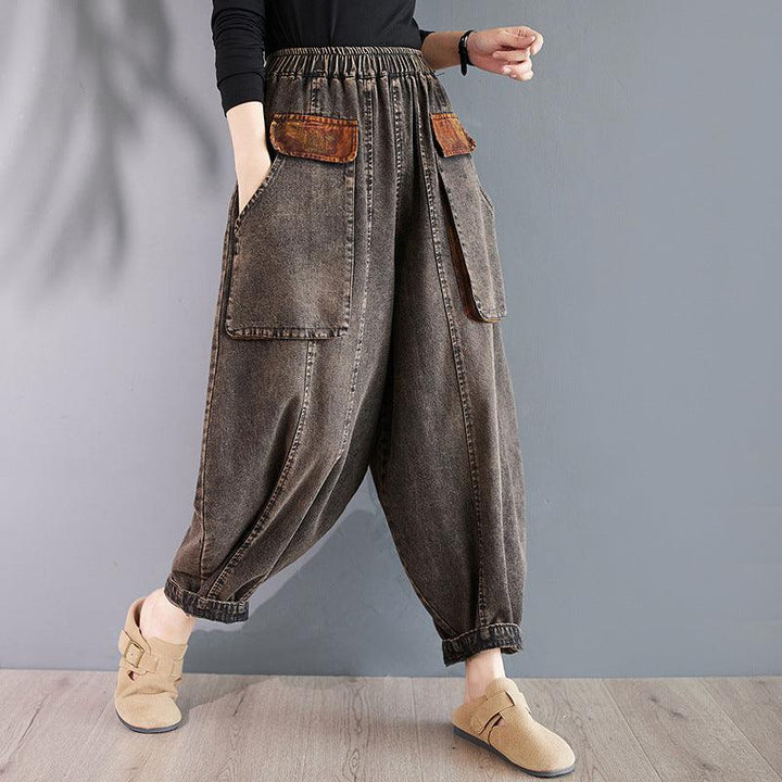 Zylira Women Autumn Retro Denim Loose Harem Pants - ZYLIRA