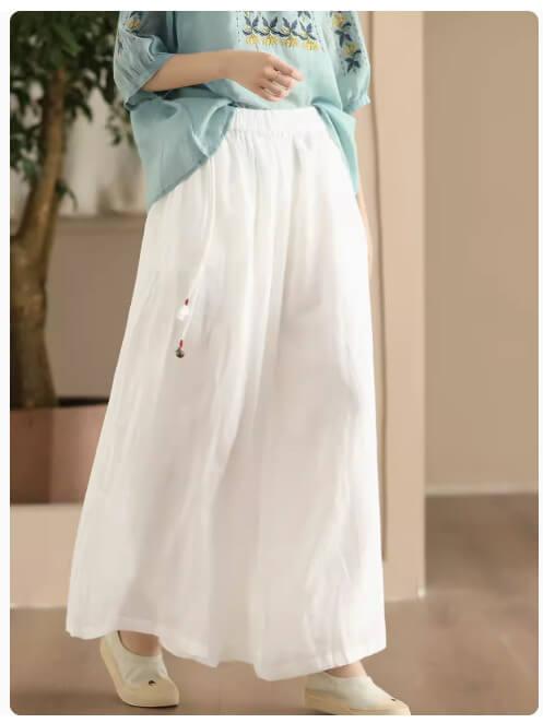 Zylira Women Summer Vintage Essential Ramie Wide-Leg Pants - ZYLIRA