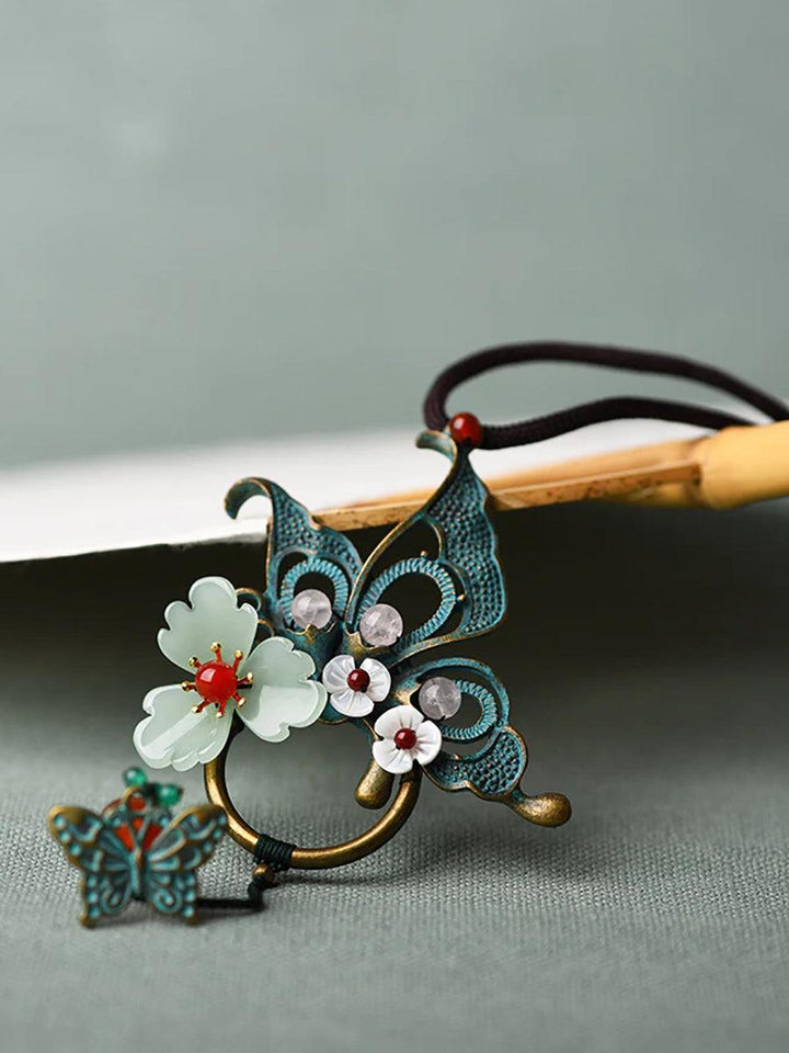 Alloy Butterfly Shell Flower Long Necklace - ZYLIRA
