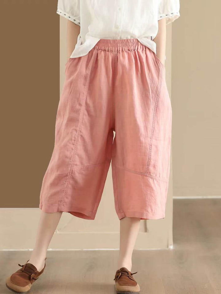 Zylira Women Summer Vintage Ramie Casual Cropped Pants - ZYLIRA