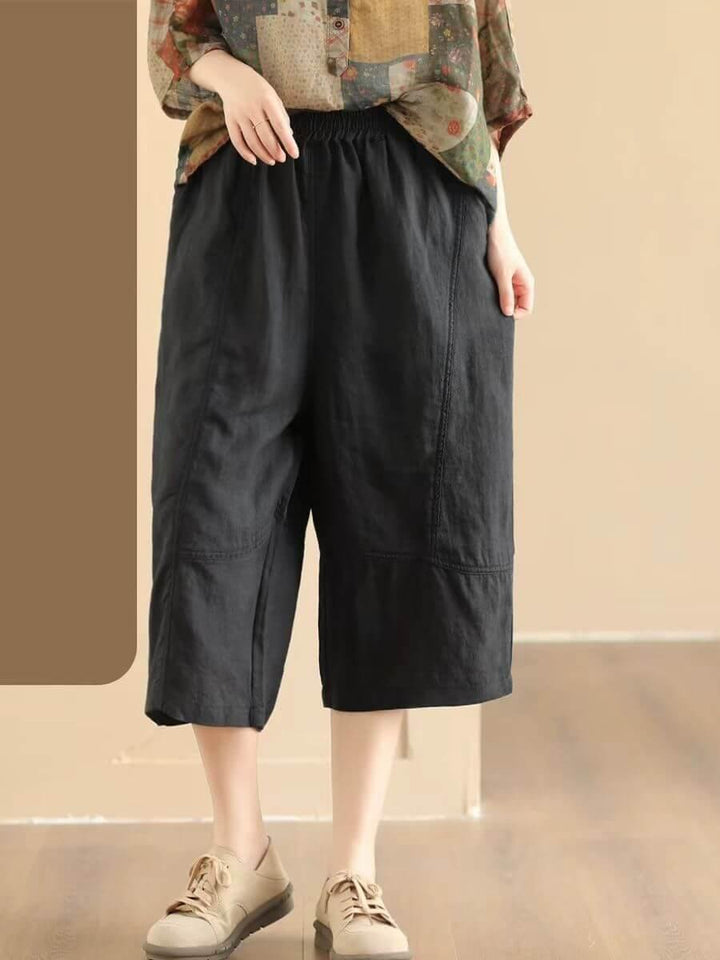 Zylira Women Summer Vintage Ramie Casual Cropped Pants - ZYLIRA