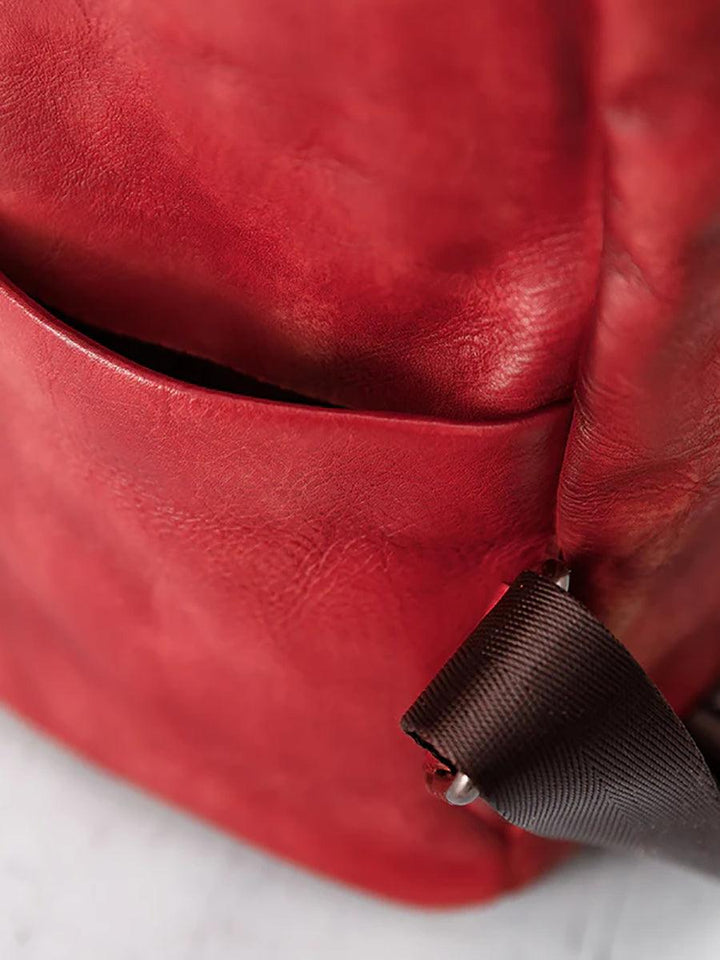 Casual Travel Color Matching Leather Backpack - ZYLIRA