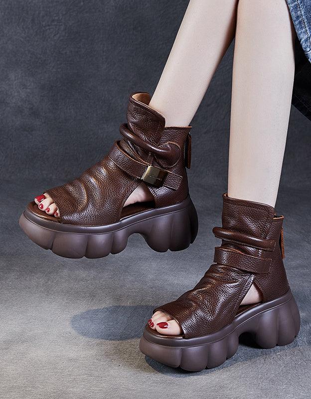 Ankle Buckle Comfortable Fish Toe Platform Sandals - ZYLIRA