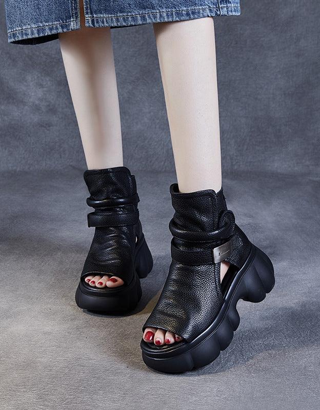 Ankle Buckle Comfortable Fish Toe Platform Sandals - ZYLIRA