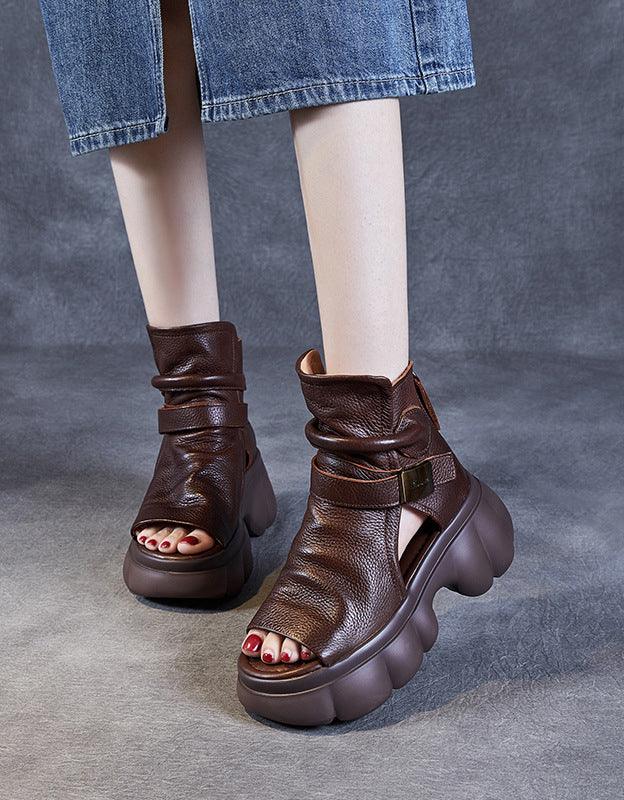 Ankle Buckle Comfortable Fish Toe Platform Sandals - ZYLIRA