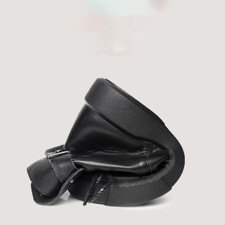 Autumn Winter Retro Leather Lace-up Black Ankle Boots for Women - ZYLIRA