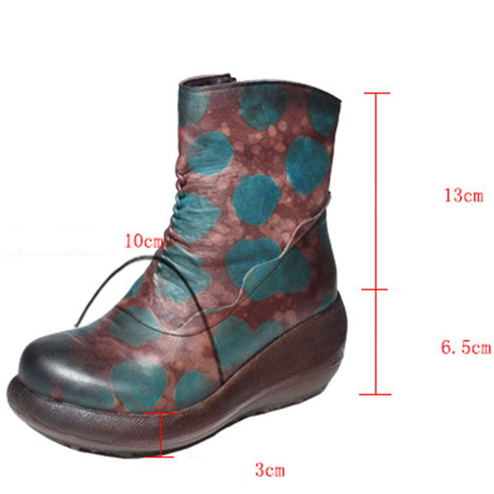 Autumn Winter Comfortable Leather Wedge Boots - ZYLIRA