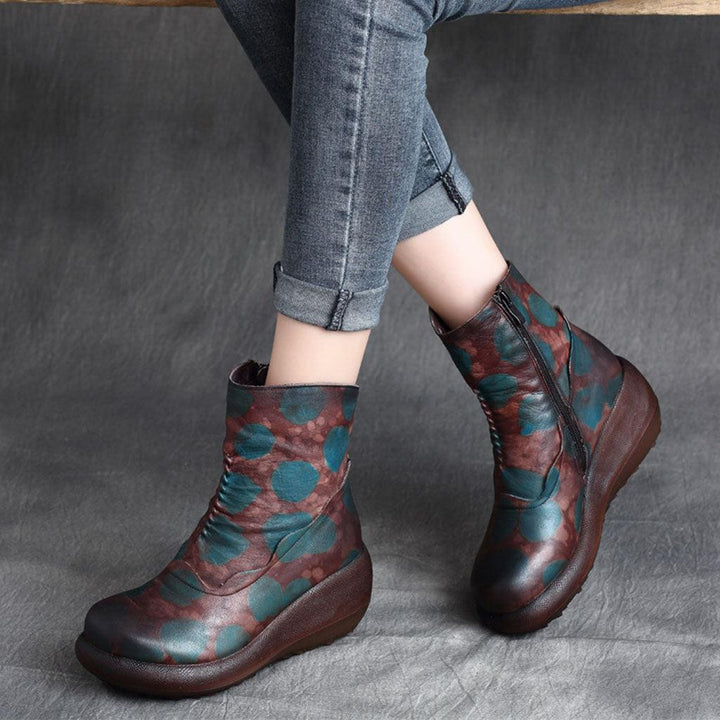 Autumn Winter Comfortable Leather Wedge Boots - ZYLIRA