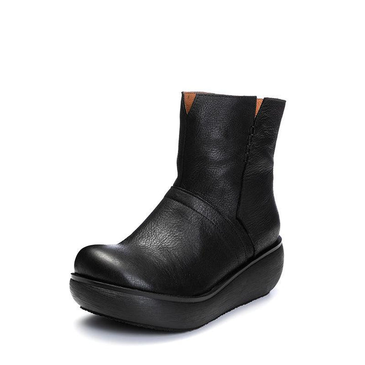 Autumn Retro Leather Waterproof Women's Boots - ZYLIRA
