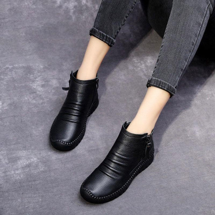 Autumn Winter Casual Leather Ankle Boots - ZYLIRA