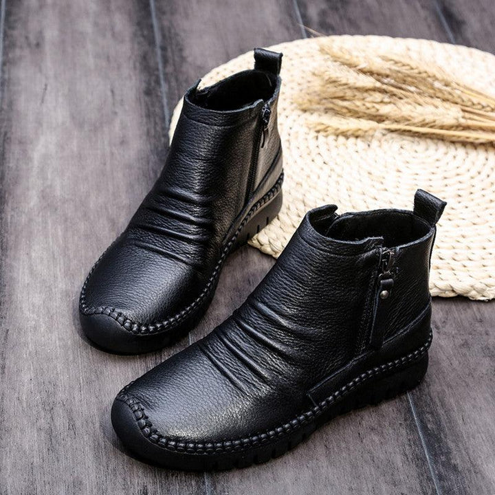 Autumn Winter Casual Leather Ankle Boots - ZYLIRA