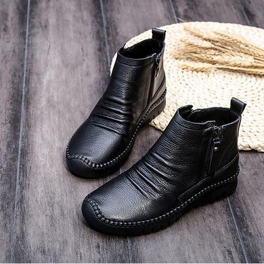 Autumn Winter Casual Leather Ankle Boots - ZYLIRA