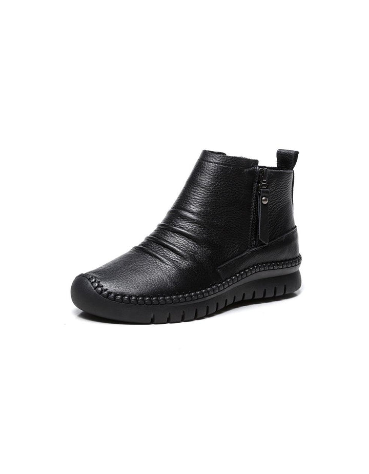 Autumn Winter Casual Leather Ankle Boots - ZYLIRA