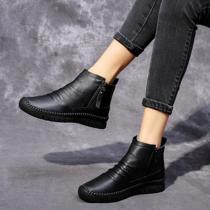Autumn Winter Casual Leather Ankle Boots - ZYLIRA