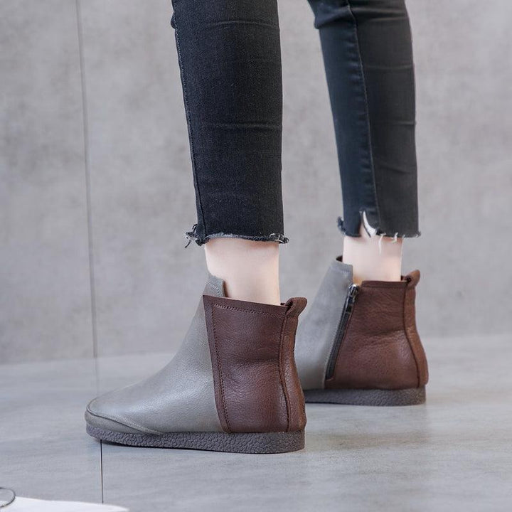 Autumn Winter Women's Leather Short Boots - ZYLIRA