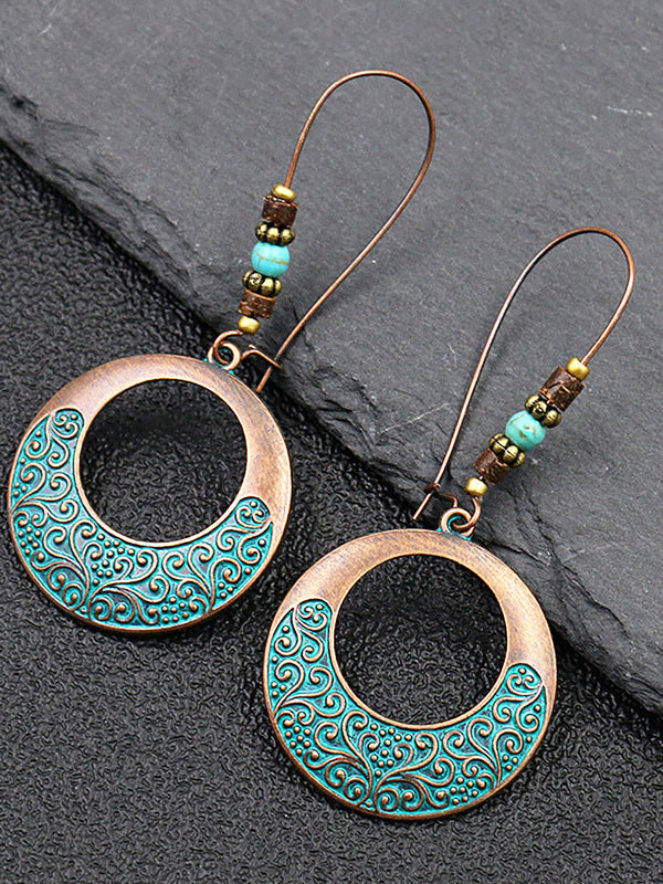 (2 pairs)Bohemian Alloy Engraving Exquisite Pattern Earrings