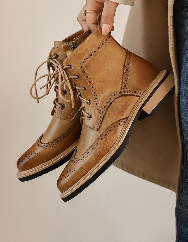 British Style Vintage Brock Oxford Boots for Women Aug Shoes Collection 2021 118.80