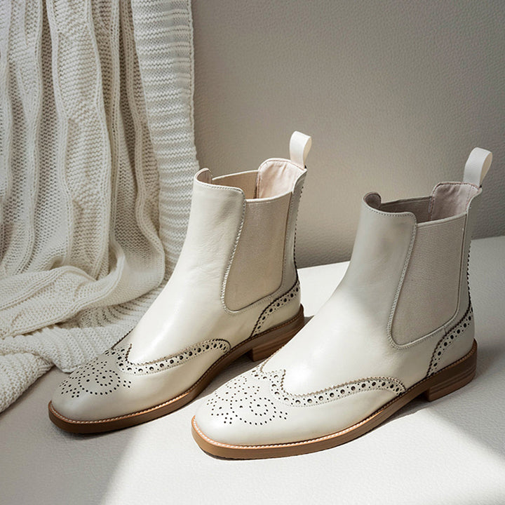 Vintage British Style Women Oxford Boots Beige December New 2019 125.00