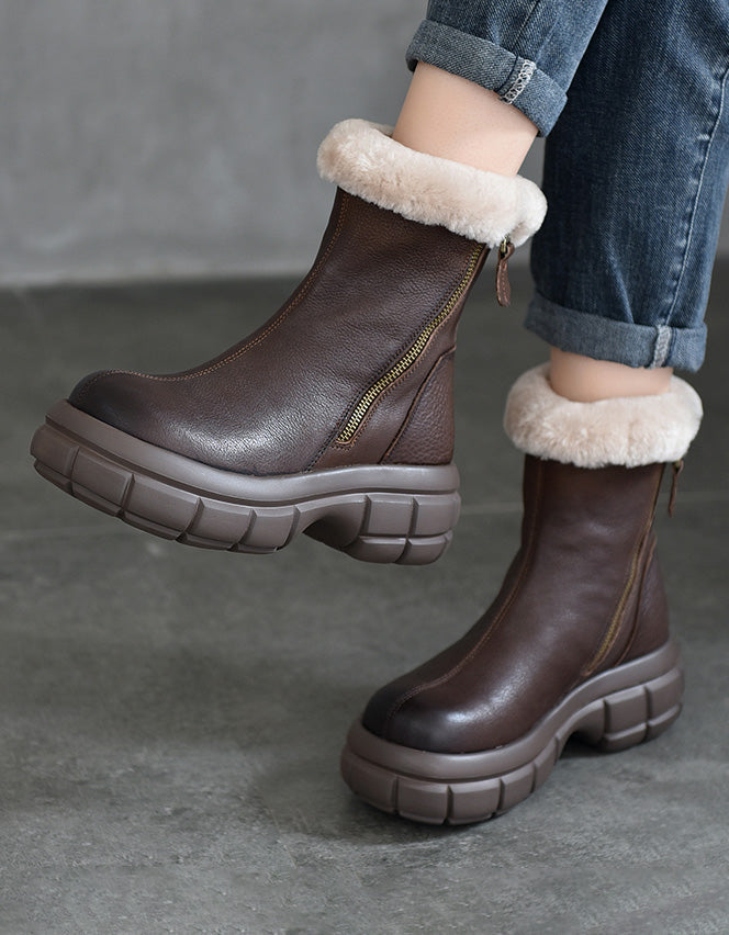 ComfortableFurLinerRoundToePlatformWinterBoots.