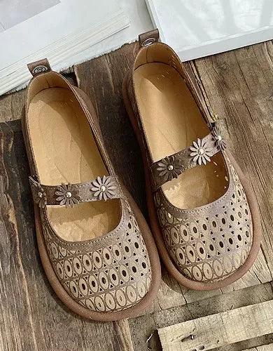 Comfortable Round Toe Summer Hollow Flat Sandals - ZYLIRA