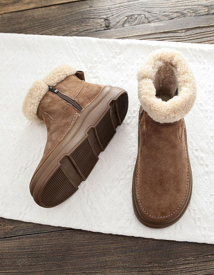 Comfortable Suede Winter Snow Boots with Fur - ZYLIRA