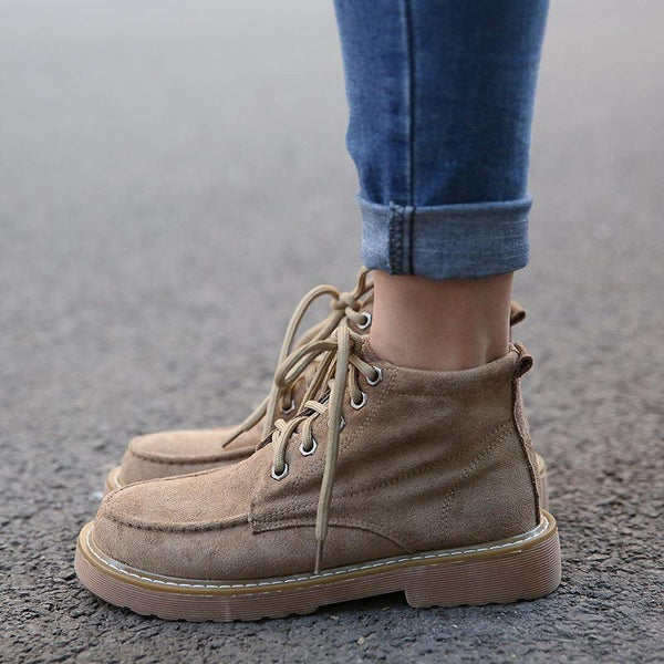 Comfortable Lace Up Motorcycle Martin Boots - ZYLIRA