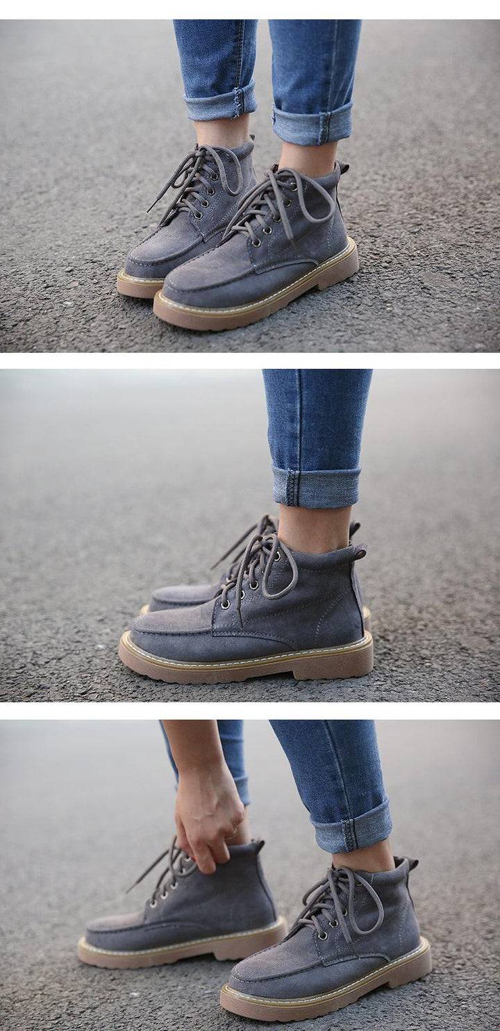 Comfortable Lace Up Motorcycle Martin Boots - ZYLIRA