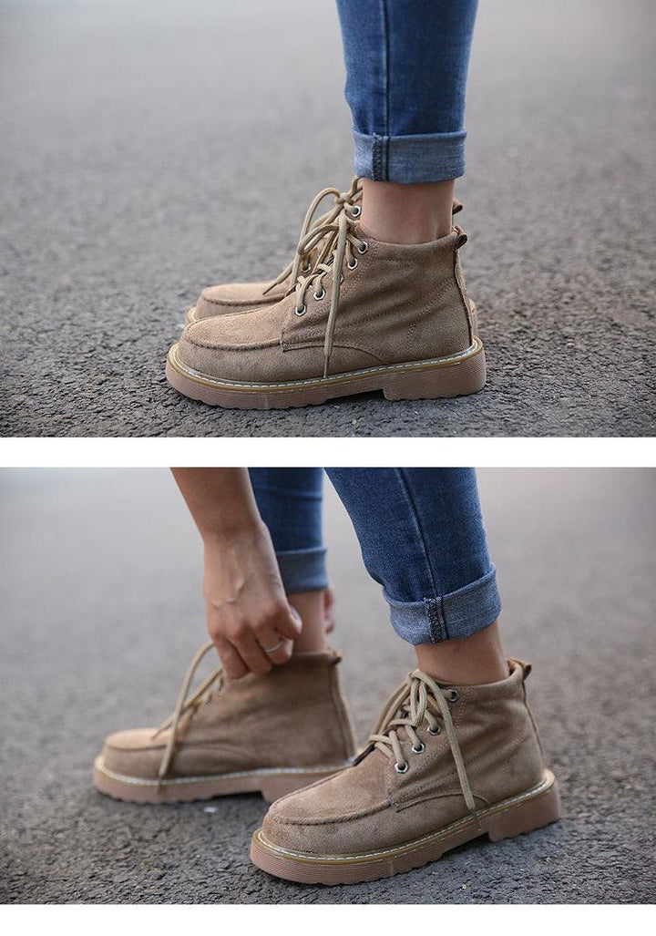 Comfortable Lace Up Motorcycle Martin Boots - ZYLIRA