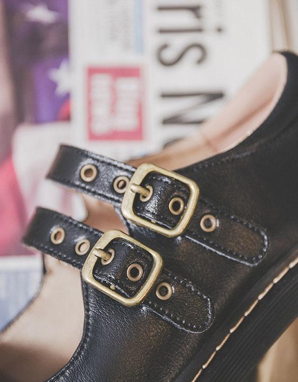 Front Double Buckle Vintage Mary Jane Shoes - ZYLIRA