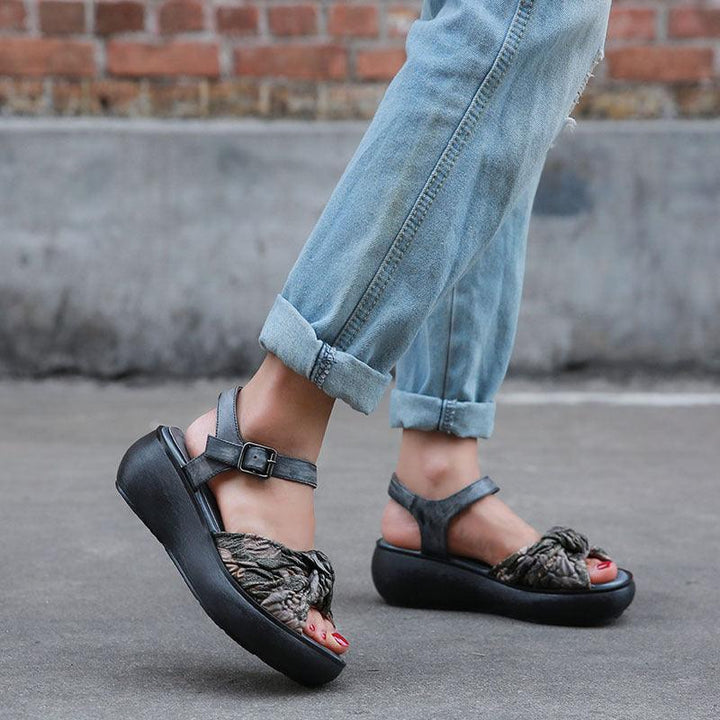 Women Retro Leather Summer Platform Sandals - ZYLIRA