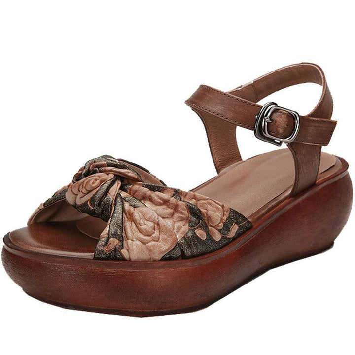 Women Retro Leather Summer Platform Sandals - ZYLIRA