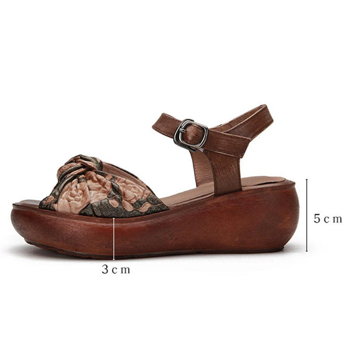 Women Retro Leather Summer Platform Sandals - ZYLIRA