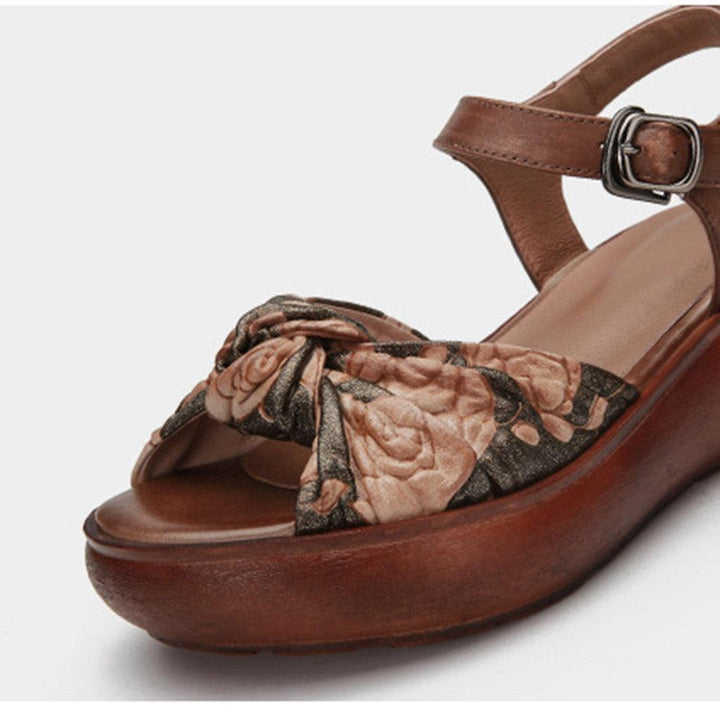 Women Retro Leather Summer Platform Sandals - ZYLIRA