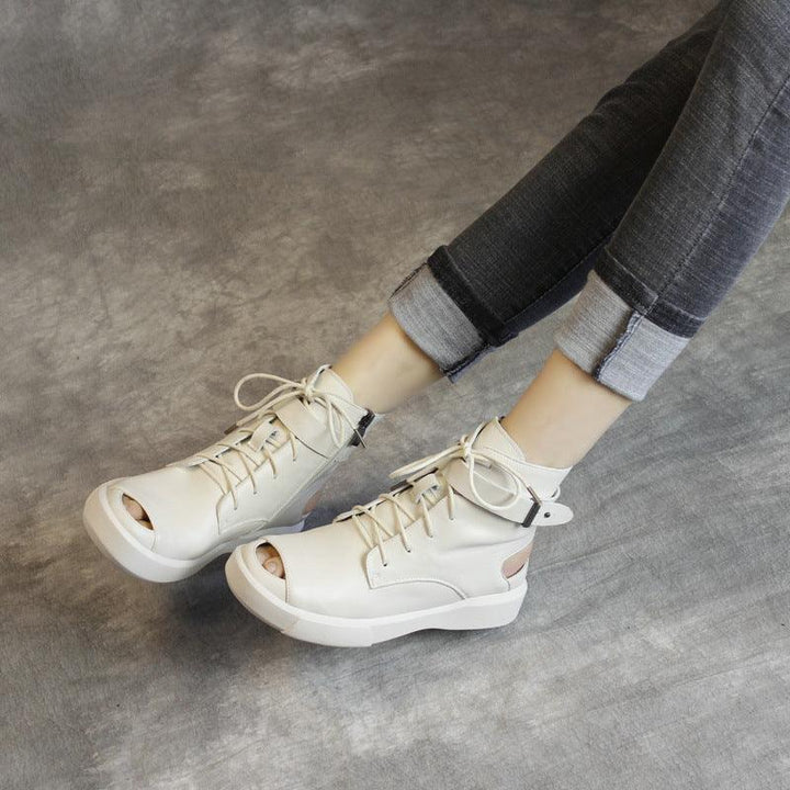 Fish Toe Summer Leather Sandals Boots - ZYLIRA