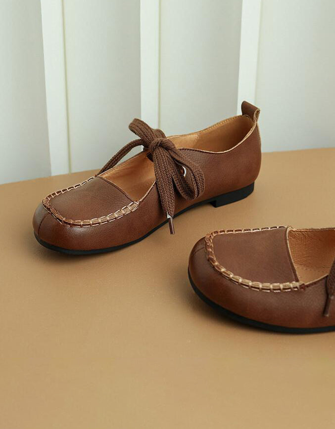 Front Lace-up Round Head Cute Mary Janes Sep Shoes Collection 2022 105.00