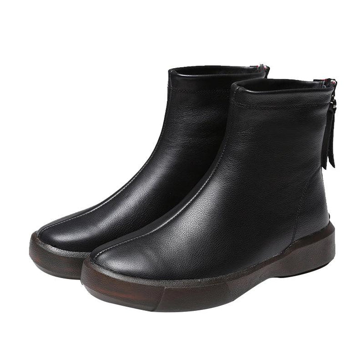 Genuine Leather Chelsea Velvet Short Boots 34-43 - ZYLIRA
