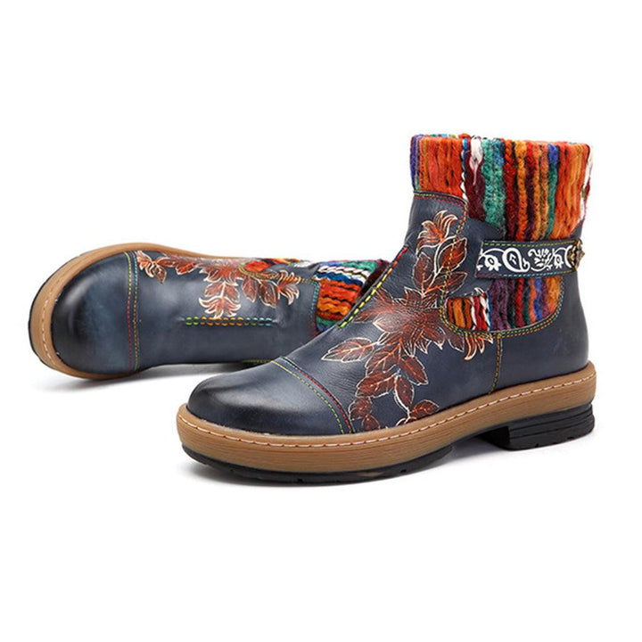 Handmade Leather Vintage Ethnic Women's Winter Boots 36-42 - ZYLIRA