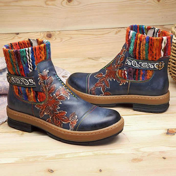 Handmade Leather Vintage Ethnic Women's Winter Boots 36-42 - ZYLIRA