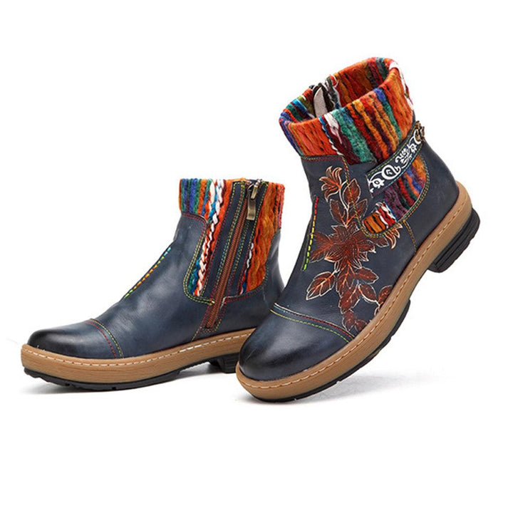 Handmade Leather Vintage Ethnic Women's Winter Boots 36-42 - ZYLIRA