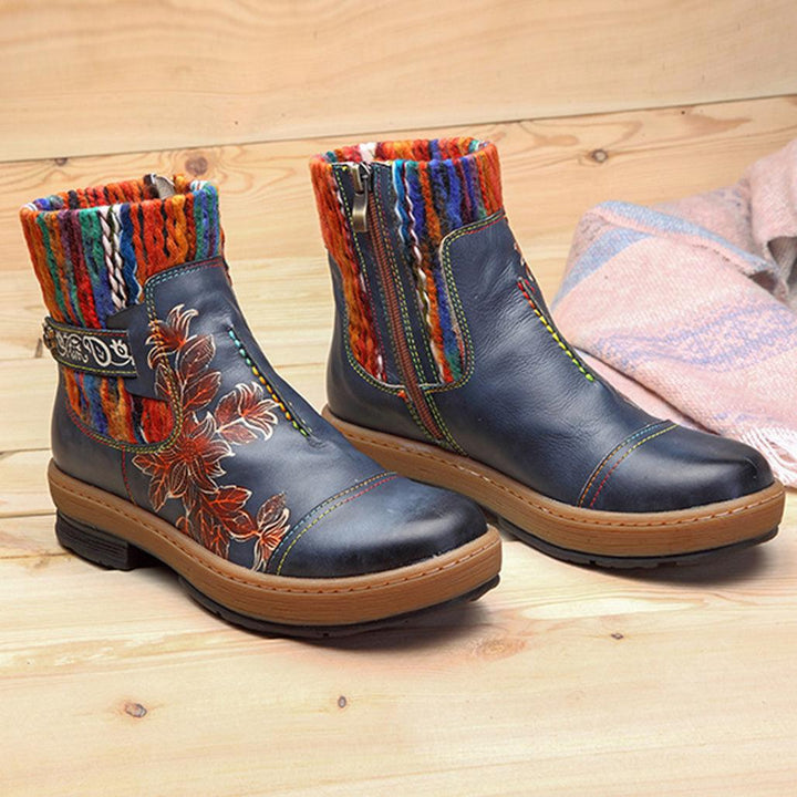 Handmade Leather Vintage Ethnic Women's Winter Boots 36-42 - ZYLIRA