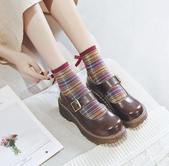 Women Vintage Buckle Leather Mary Janes Shoes - ZYLIRA